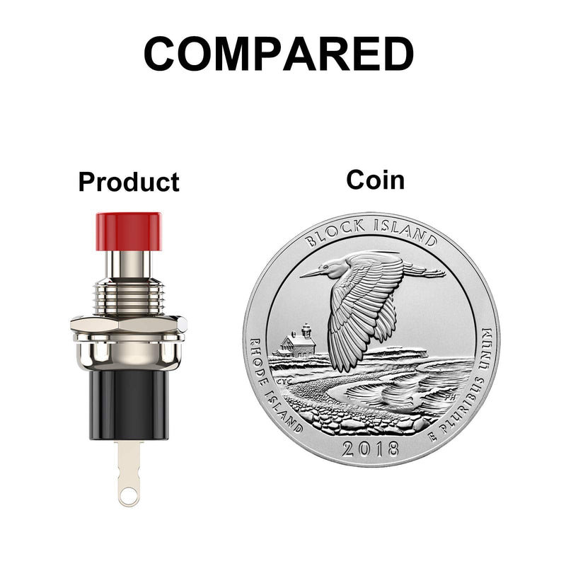 [Australia - AusPower] - DIYhz Momentary Push Button Switch, 1A 250VAC SPST Mini Pushbutton Switches Normal Closed(NC) Red Cap - 10pcs NC-10 