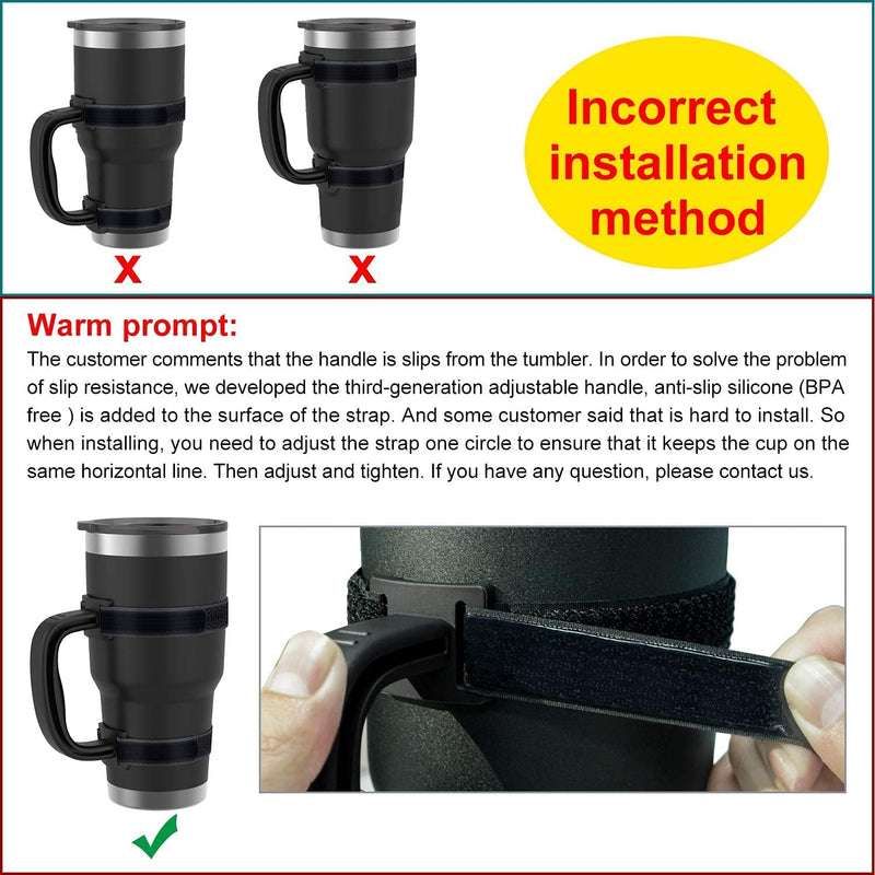 [Australia - AusPower] - Yoelike - 5 Colors - New Upgrade Anti-Slip Adjustable Tumbler Handle Fit for 20 Oz to 40 Oz of YETI, RTIC, Ozark Trail, Travel Mug, SIC, Rambler, Travel Cup and All Brands Tumbler Cup Black 