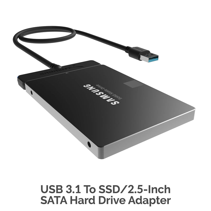 [Australia - AusPower] - SABRENT USB 3.1 (Type-A) to SSD / 2.5-Inch SATA Hard Drive Adapter [Optimized for SSD, Support UASP SATA III] (EC-SS31) Hard Drive Adapter Type-A|C Black 