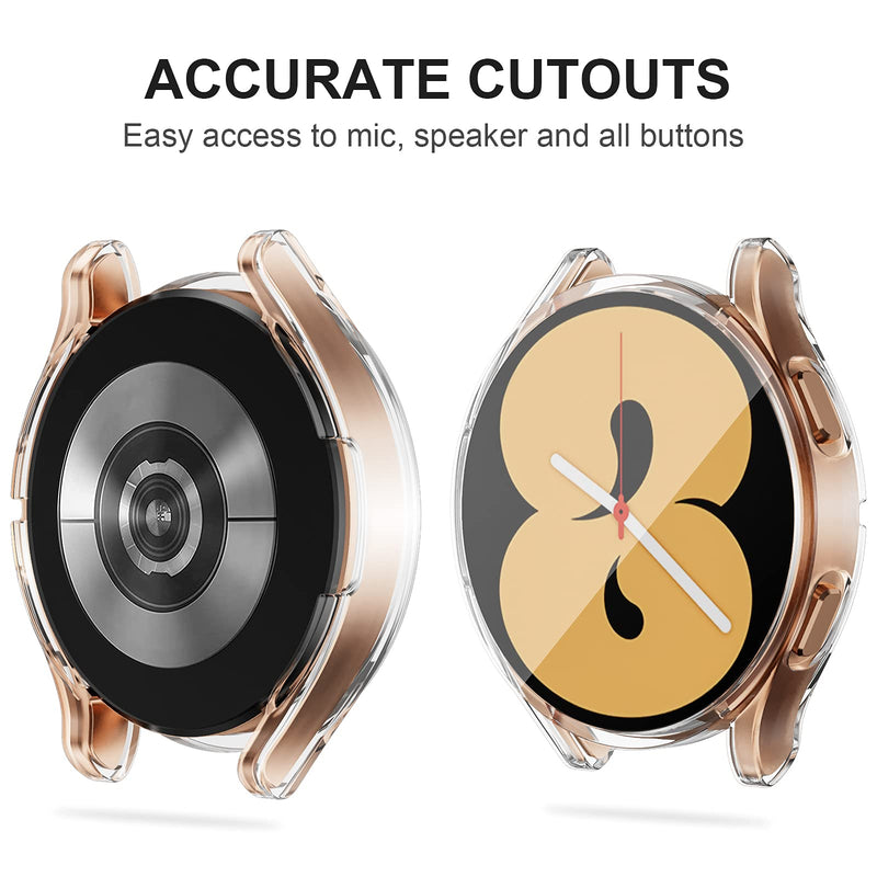 [Australia - AusPower] - Cuteey 2 Pack for Galaxy Watch 4 40mm Case with Built in TPU Screen Protector, Slim Guard Thin Bumper Full Coverage Cover for Samsung Women Men Smart Watch Accessories Clear/Clear 40 mm 