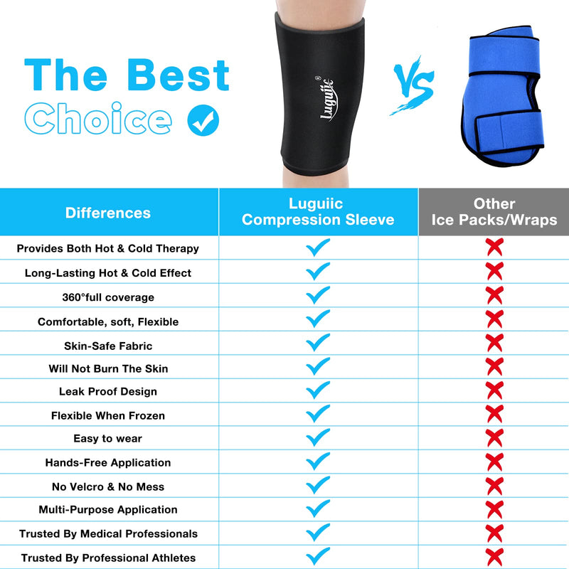 [Australia - AusPower] - Luguiic Knee & Elbow Ice Pack Cold Compression Sleeve Reusable for Injury - Flexible Cold Wrap for Pain and Injuries of Knee Elbow Ankle Calf for Meniscus, ACL, MCL, Bursitis Pain Relief Medium 