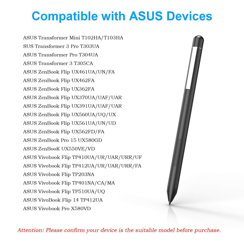 [Australia - AusPower] - Digital Pen Active Stylus for ASUS Transformer T102HA T103HA T303UA T305CA T304UA, ZenBook UX560UA UX561UA, Vivobook TP510UA TP203NA TP401NA with 1024 Levels of Pressure Sensitivity(Black) black 