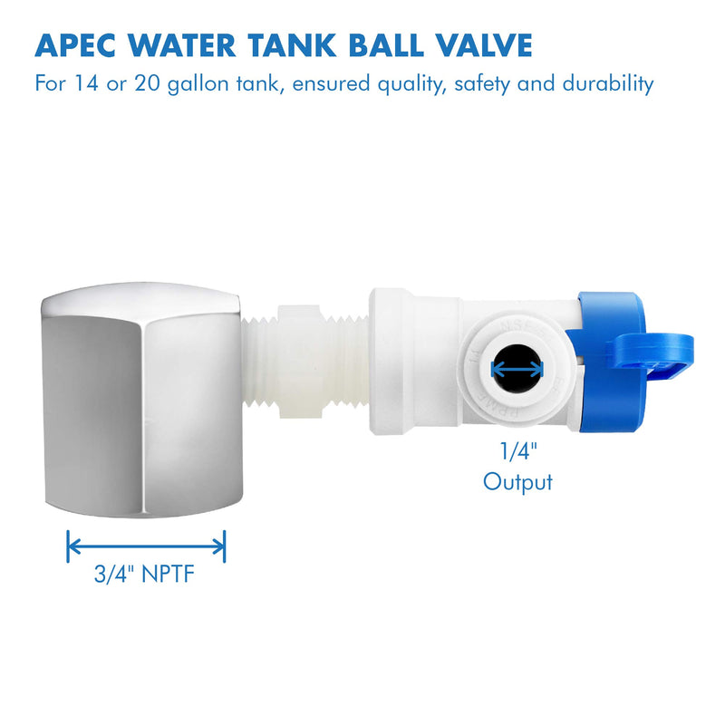 [Australia - AusPower] - APEC Tank Ball Valve With 3/4 inch NPTF And ¼” Output (TBVAL34-14 for standard system) 3/4" NPTF, 1/4" Output 