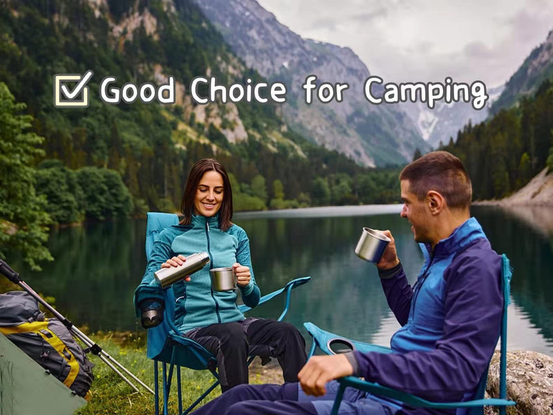 [Australia - AusPower] - Stainless Steel Camping Mugs Outdoors Cup with Foldable Handle 2 Piece Set 660ml/22.3oz Great for Backpacking , Hiking, Hunting, Fishing and Survival Adventure 