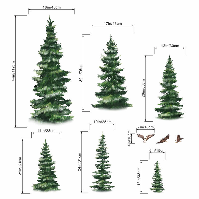 [Australia - AusPower] - Amimagen Pine Tree Wall Stickers - Woodland Forest Wall Decals - Nursery Living Room Bedroom Family Sofa TV Background Home Wall Decor 
