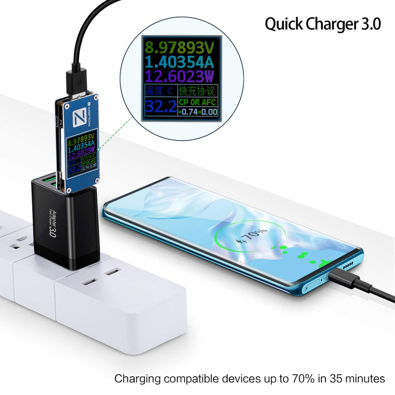 [Australia - AusPower] - Fast 3.0 Wall Charger, 3-Pack iSeekerKit 4 Ports USB Wall Charger Adapter Fast USB Charging Block Compatible Wireless Charger, Samsung Galaxy S9/S8 Note 8/9, iPhone, Pad, Tablet and More-Black Black 