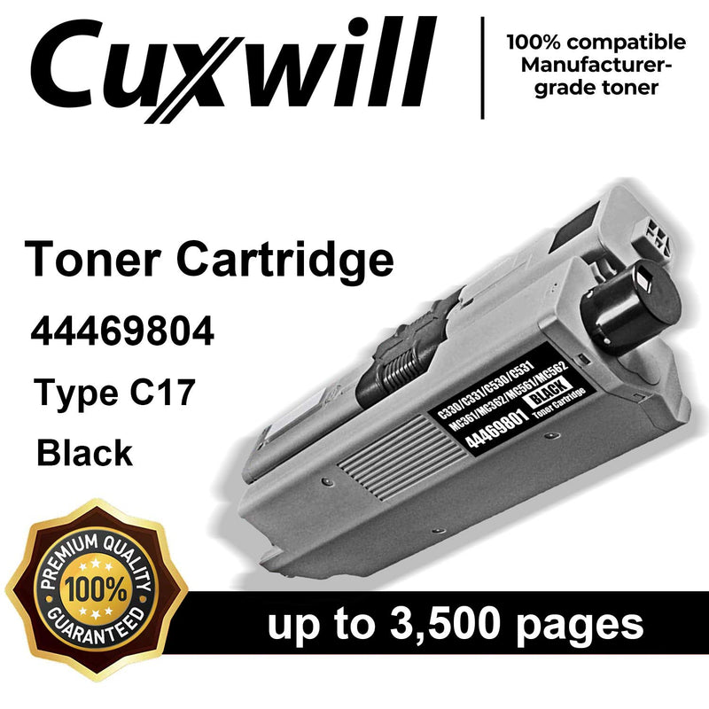 [Australia - AusPower] - Cuxwill Compatible Toner Cartridge (Black) Used for Oki MC361 MC362w C330dn C531dn MC562w C331dn C530dn MC561 C310dn C511dn C332dn Printer, Replacement for Okidata 44469801 Type C17 Toner Cartridge 