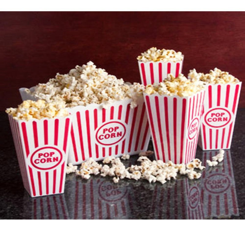 [Australia - AusPower] - [Novelty Place] Plastic Red & White Striped Classic Popcorn Containers for Movie Night - 8" Square x 7" Deep (1 Pack) 1 pack 