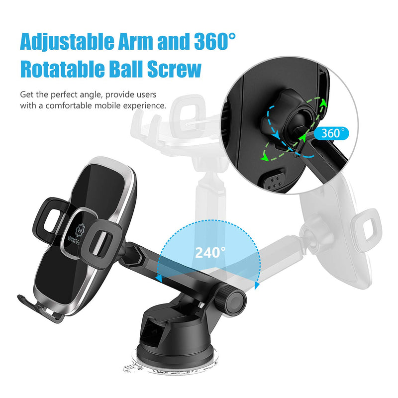 [Australia - AusPower] - Phone Holder for Car, WixGear Universal Dashboard Windshield Phone Car Suction Cup Mount Holder for Cell Phone 360 Degree Rotation Compatible with iPhone Xs/XS Max / 8/7 / 6, Galaxy S and More 
