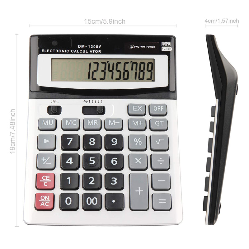 [Australia - AusPower] - HIHUHEN Large Electronic Calculator Counter Solar & Battery Power 12 Digit Display Multi-Functional Big Button for Business Office School Calculating (Financial Calculator x 1) Financial Calculator x 1 