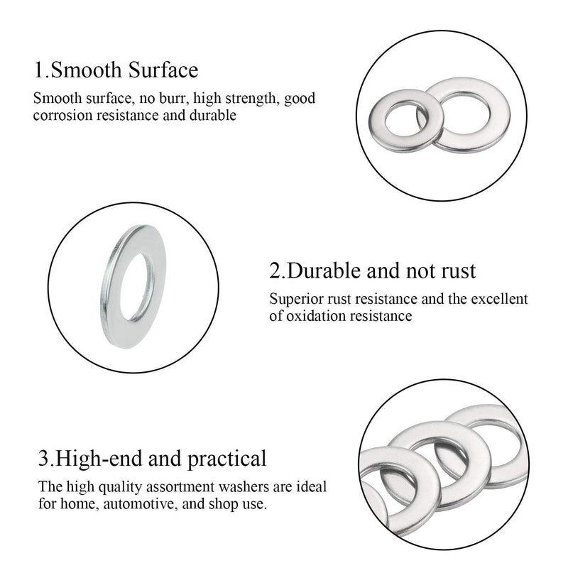 [Australia - AusPower] - DYWISHKEY 700Pcs 9 Sizes Stainless Steel Flat Washers Assortment Kit (M2 M2.5 M3 M4 M5 M6 M8 M10 M12) 