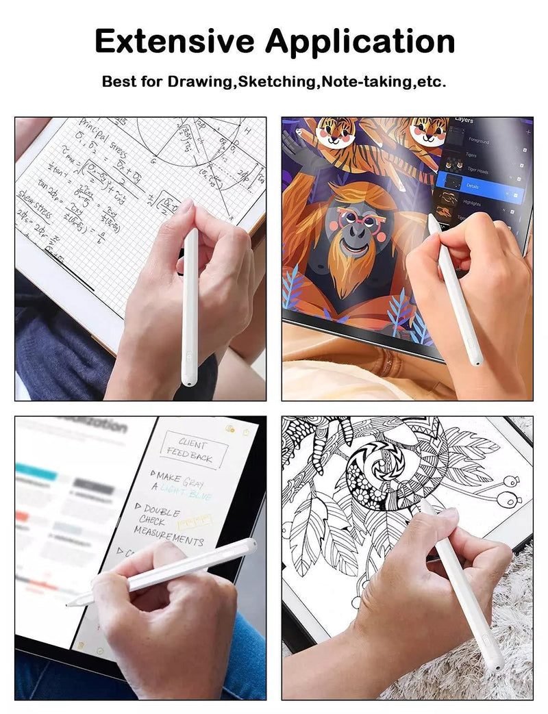 [Australia - AusPower] - SLAUNT Stylus Pen for iPad with Palm Rejection Compatible with Apple (2018-2021) iPad 6/7/8th, iPad Pro(11/12.9 Inch), Mini 5th, Air 3/4th iPad Pencil High Precision Writing Drawing Active Stylus Pen 