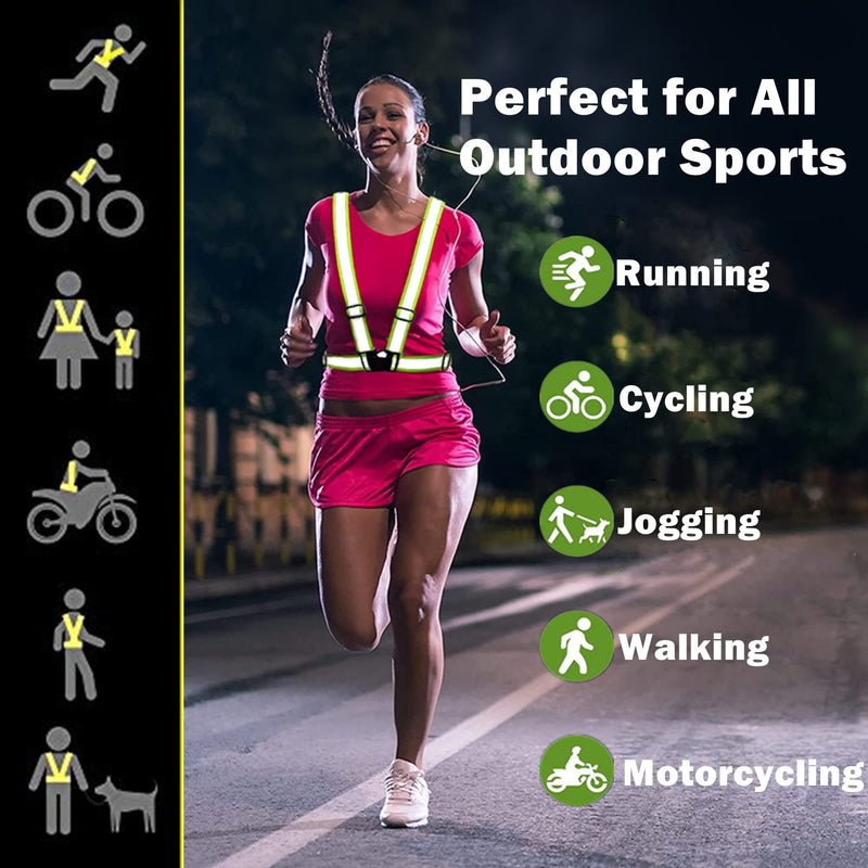 [Australia - AusPower] - Nothers Reflective Vest 2 Pack, High Visibility Reflective Running Gear Safety Vest Straps for Men Women Kids for Night Walking Cycling, Black 