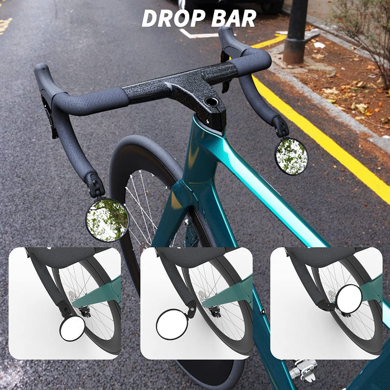 [Australia - AusPower] - BriskMore Bike Mirrors,Bike Bar End Mirror, HD Glass Convex Lens Bicycle Rearview Mirror, 2PCS Safe Cycling Rear View Mirror 