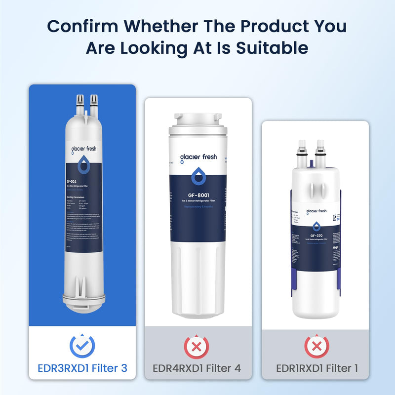 [Australia - AusPower] - GLACIER FRESH 4396841 Refrigerator Water Filter Compatible with EDR3RXD1, 4396841, 4396710, Filter 3, 46-9083,46-9030, 9030, 9083 Refrigerator Water Filter | 2 Pack 
