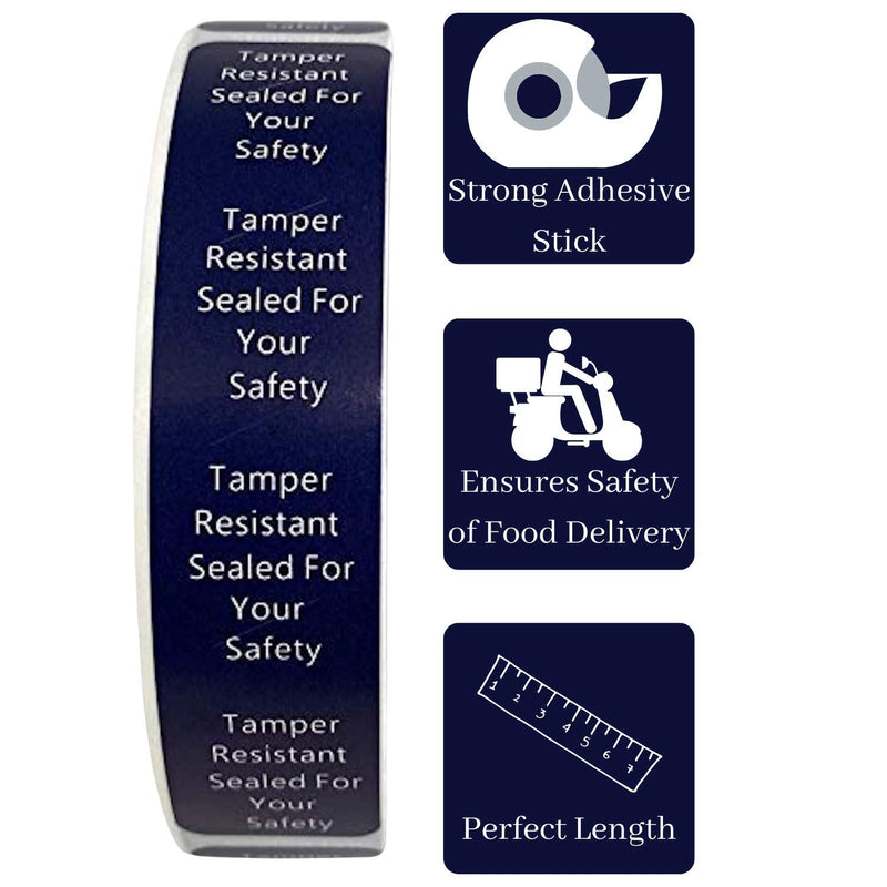 [Australia - AusPower] - Tamper Evident Labels | Sealed for Your Safety Stickers | 500 Tamper Proof Stickers | Food Stickers Help Increase Security During Delivery |(0.75 x 3.5 in) Navy Blue Tamper-evident 