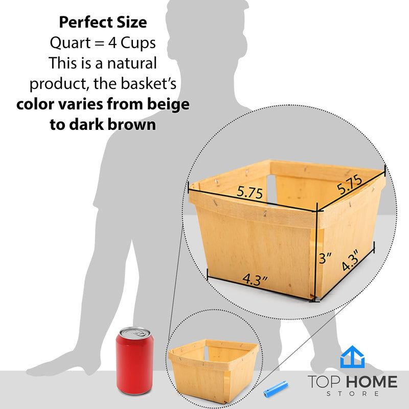 [Australia - AusPower] - One Quart Wooden Gift Baskets (10 Pack); for Picking Fruit or Arts, Crafts and Decor; 5.75” Square Vented Wood Boxes 10 