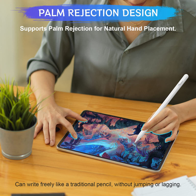 [Australia - AusPower] - Stylus Pen for iPad, Apple Pencil for iPad 9th&10th Generation, iPad Pencil with Fast Charge Palm Rejection, Compatible with(2018-2023) Apple iPad 11/12.9'', iPad Air 5/4/3rd, iPad Mini 5/6,iPad 8/7/6 white 