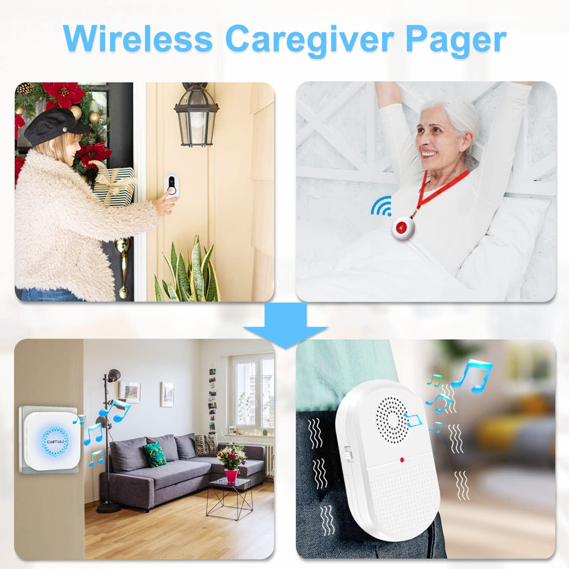 [Australia - AusPower] - CallToU Wireless Caregiver Pager Nurse Call Alarm Wireless Call Button Pager Elderly,Buzzer Elderly,Nurse Alert Button for The Elderly,paralyzed Patients,Pregnant Women 2+2 