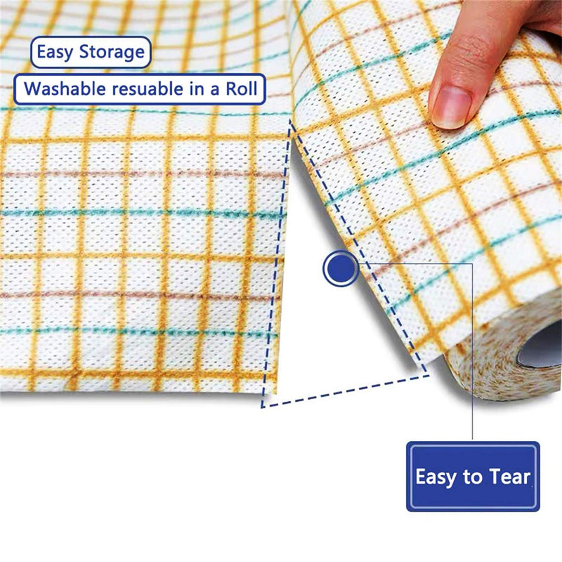 [Australia - AusPower] - PandS Reusable Paper Towels - Plaid 40 Count - 1 Roll 10″×10″ Cleaning Wipes - Shop Towels - Strong Absorbent Quick Dry - Cleaning Supplies - Household Items 