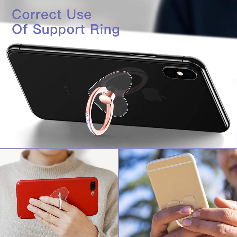 [Australia - AusPower] - YINHEXI 2 Pcs Transparent Phone Ring Stand Holder Cell Phone Ring Holder Finger Grip 360 Degree Rotation (Rose Gold & Diamond-3) Rose Gold & Diamond-3 