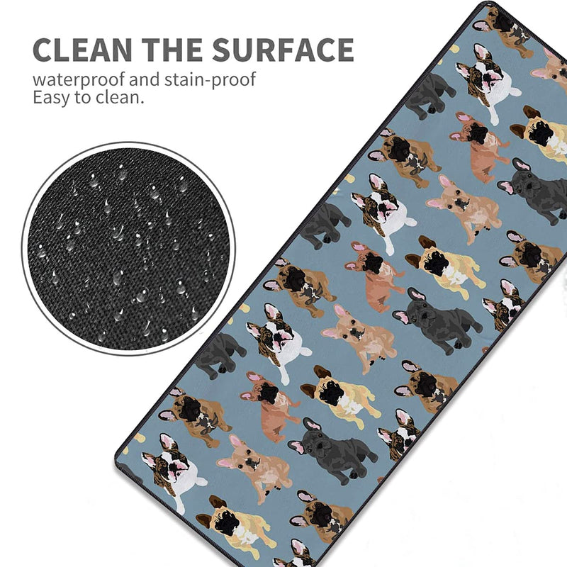 [Australia - AusPower] - Gorzzt Extended Large Gaming Mouse Pad and Coaster with Stitched Edge 31.5x11.8 inch Non-Slip Rubber Base Mouse Pad, Suitable for OfficeHome Desk Mat-French Bulldogs Doormat Home GO-Mouse1-C 004 