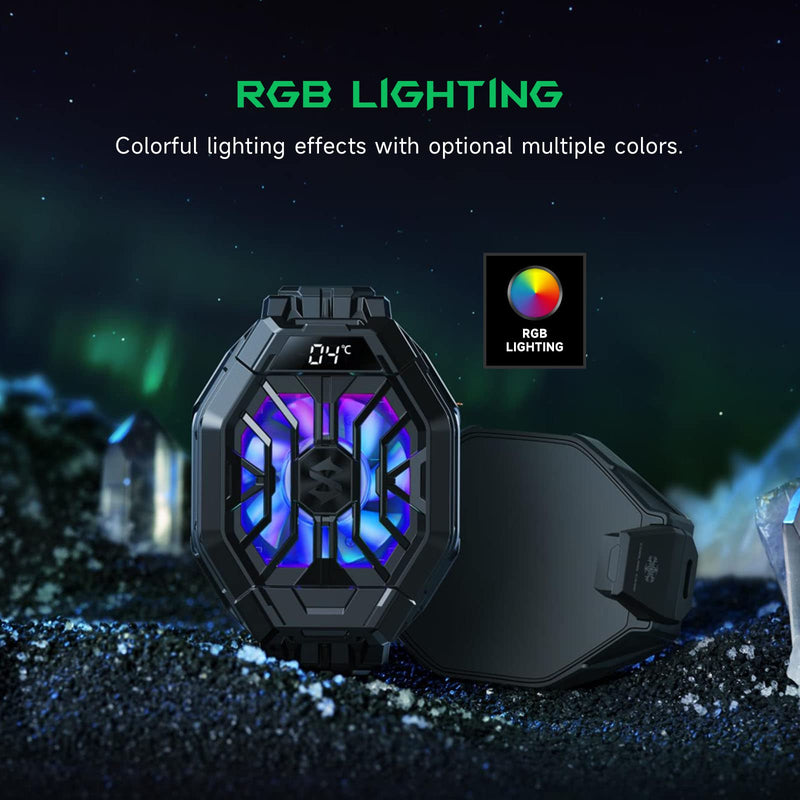 [Australia - AusPower] - Black Shark Mobile Phone Cooler, FunCooler 2 Pro, Gaming Cooling Fan Cellphone Radiator with RGB Lighting, LED Temperature Display, Sleep Timer, Fan Speed Settings Black Cooler 