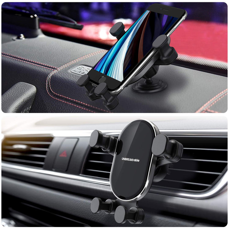 [Australia - AusPower] - UNBREAKcable Car Phone Mount Easy Clamp [Safe Driving & Bumpy Roads Friendly] Universal Hands-Free Dashboard Windshield Air Vent Phone Holder Car Compatible with All Phones iPhone Samsung & Truck 