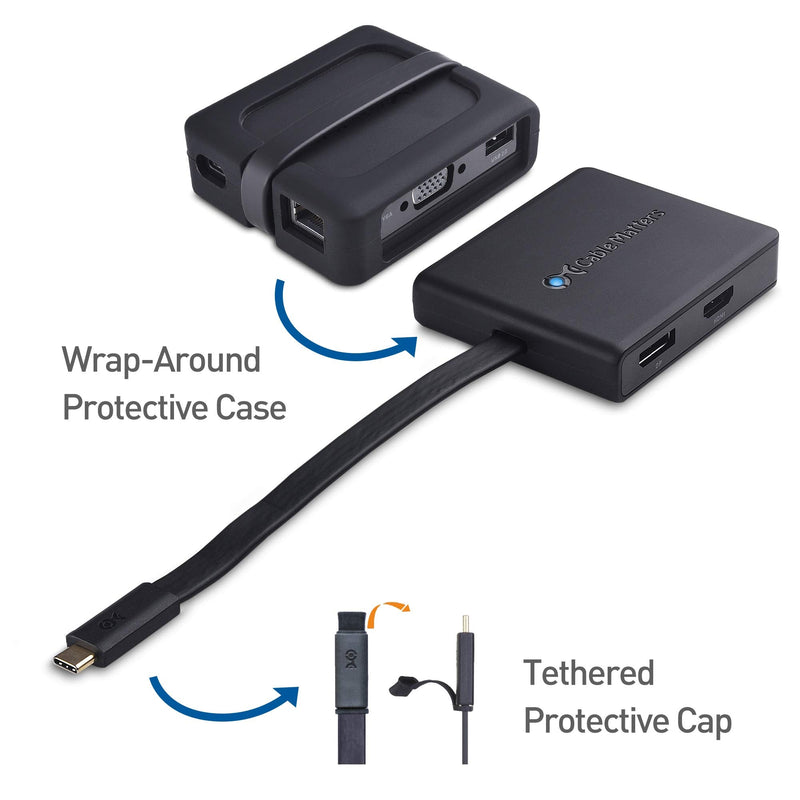 [Australia - AusPower] - Cable Matters USB C Hub with HDMI, DisplayPort, VGA, USB 2.0, Fast Ethernet, 60W Charging - Thunderbolt 4 / USB4 / Thunderbolt 3 Port Compatible with MacBook Pro, Dell XPS, HP Spectre x360 and More 
