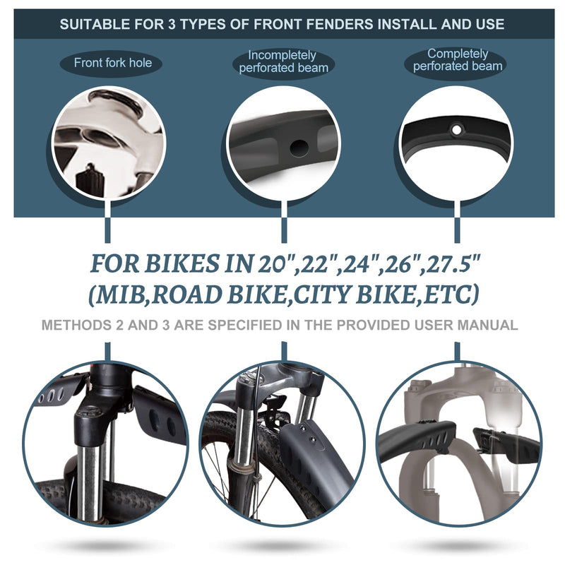 [Australia - AusPower] - Bike Fender Set with 26ft DIY Reflective Tape, Adjustable Bicycle Fenders for 22"/24"/26"/27.5", 3 Parts-Universal Full Cover Thicken Widen, Front/Rear Mud Guards Fit for MTB Mountain Road Bike 