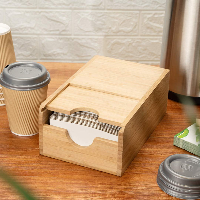 [Australia - AusPower] - Restpresso 12 x 5.75 x 3.75 Inch Coffee Cup Sleeve Dispenser, 1 Compact Coffee Sleeve Holder - Spring-Loaded Design, For Homes or Restaurants, Natural Bamboo Coffee Sleeve Organizer 