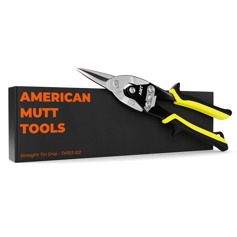 [Australia - AusPower] - AMERICAN MUTT TOOLS 10 Inch Straight Cut Tin Snips Heavy Duty  CrMo Sheet Metal Cutter  Aviation Snips for Sheet Metal  Sheet Metal Snips, Sheet Metal Shears Tin Snips for Cutting Metal Sheet 