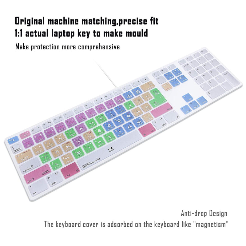[Australia - AusPower] - MMDW English Silicone Premiere Pro CC Shortcuts Hotkey Keyboard Cover Skin for iMac G6 MB110LL/B MB110LL/A A1243 Keyboard with Numeric Keypad NumberPad(US and EU Version) 