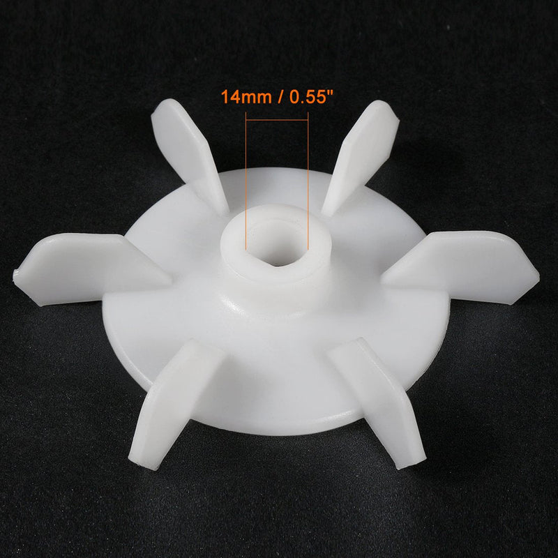 [Australia - AusPower] - uxcell Motor Fan Blade 115mmx14mm D Shape Bore White Engineering Plastic with 6 Vanes 2pcs 
