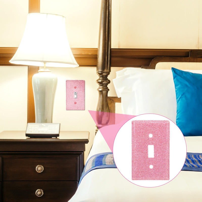 [Australia - AusPower] - Pink Light Switch Cover Pink Shiny Wall Plate Cover Rhinestones Outlet Covers Decorative Bling Switch Cover Rhinestone Light Switch Cover Shiny Single Light Switch Decorative Cover 