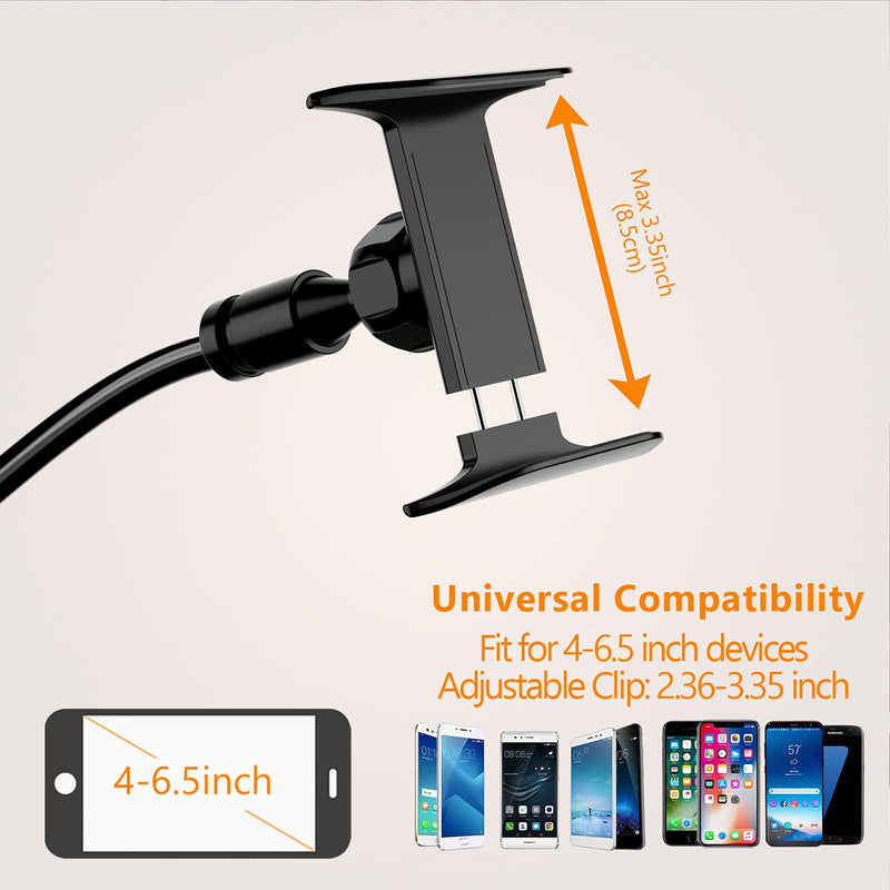 [Australia - AusPower] - Phone Holder for Bed, PEYOU [Flexible & Sturdy Arm] Gooseneck Desk Bedside Phone Holder, Widen Base & 360° Adjustable Clamp, Overhead Mount Stand, Compatible with iPhone 13 Pro 12 11, Galaxy S21 More 