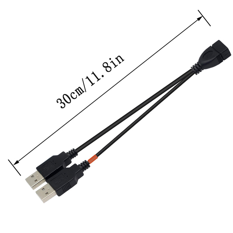 [Australia - AusPower] - 30cm USB Splitter Cable USB 2.0A Female to Dual USB A Male Y Hub Adapter Cable YOUCHENG for Computers and Mobile Phones Etc. Only One Port for Data Transmission (2-Pack) 