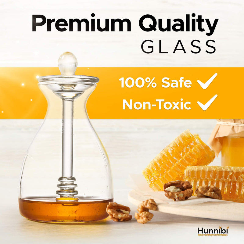 [Australia - AusPower] - Hunnibi Handmade Honey Jar with Dipper, Glass Made Honey Dipper and Honey Pot 
