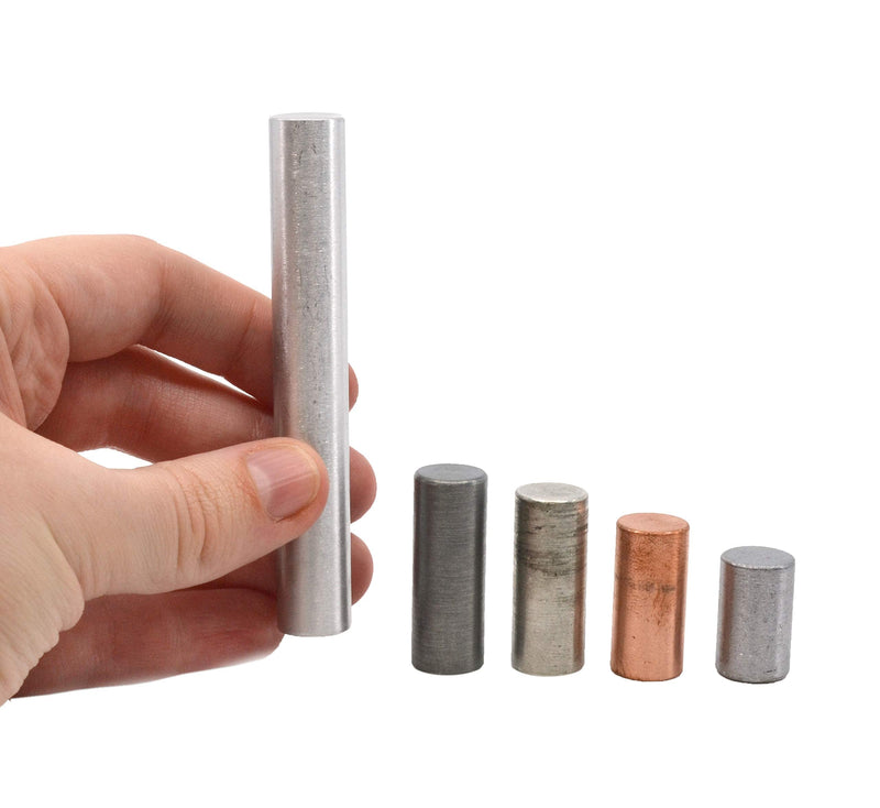 [Australia - AusPower] - 5pc Equal Mass Metal Cylinders Set - Zinc, Copper, Aluminum, Tin & Lead - for Studying The Relationship Between Density & Mass - Eisco Labs 
