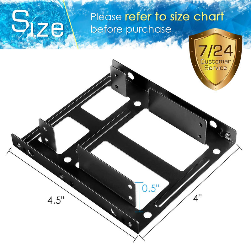 [Australia - AusPower] - Dual SSD/HDD Metal Mounting Bracket kit 2.5 to 3.5, Convert Any 2.5 inch Solid State Drive/HDD Into One 3.5 inch Drive Bay 2 x 2.5 HDD/SSD to 3.5 Metal Black 
