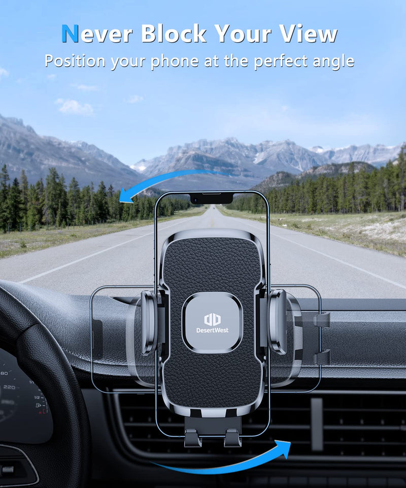 [Australia - AusPower] - DesertWest Car Phone Holder Mount, [Elite Military Grade Sturdiness] Cell Phone Holder for Car Dashboard Windshield Air Vent Compatible with iPhone 13 Pro Max 12 11 Samsung Galaxy S22 S21 All Phones 