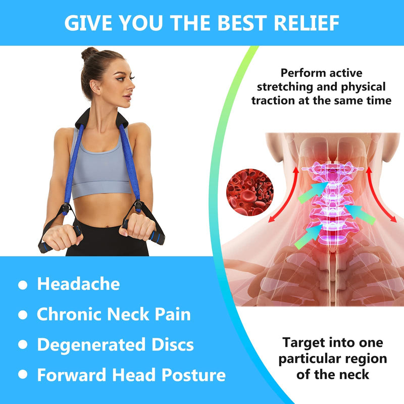 [Australia - AusPower] - Neck Stretcher Exerciser, Cervical Traction Device for Neck Pain Relief and Cervical Spine Alignment. Portable Neck Traction Exerciser for Home/Office, Neck and Shoulder Relaxer Easy to Pull. 30-35 Pound 