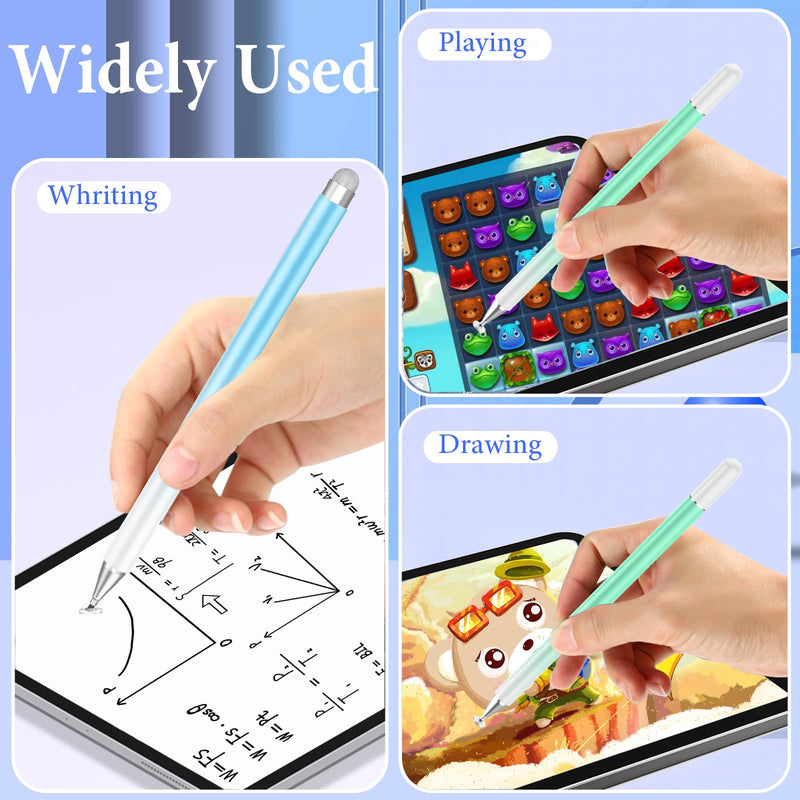 [Australia - AusPower] - Luntak Stylus Pens for Touch Screens, 2 in 1 Magnetic Disc Stylus Pen for iPad with Magnetic Cap, Tablet iPad Pencil Compatible with iPhone/iPad/Android/Microsoft/Surface All Capacitive Touch Screens Green+Blue 