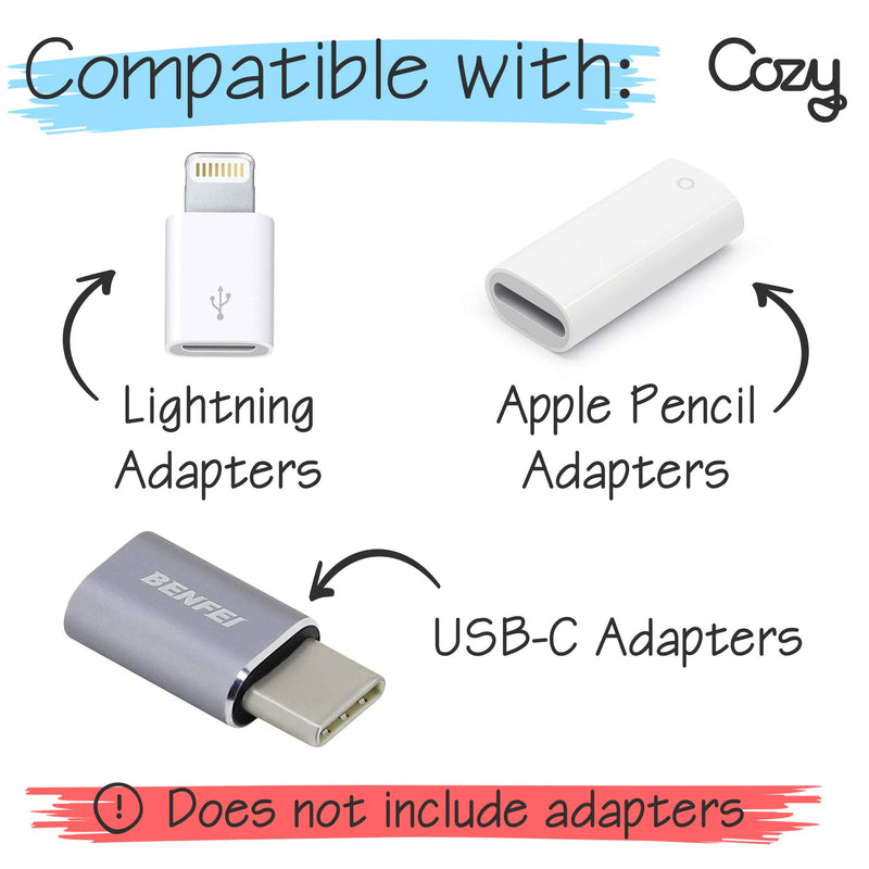 [Australia - AusPower] - [10-Pack] Charging Cable Cozy by Cozy: Adapter Keeper/Holder/Lanyard Accessories, Compatible with (USB-C, Micro USB, Apple Pencil) adapters | Perfect for Keychain, Car, Travel (Black - 10 Pack) Black 10-Pack 