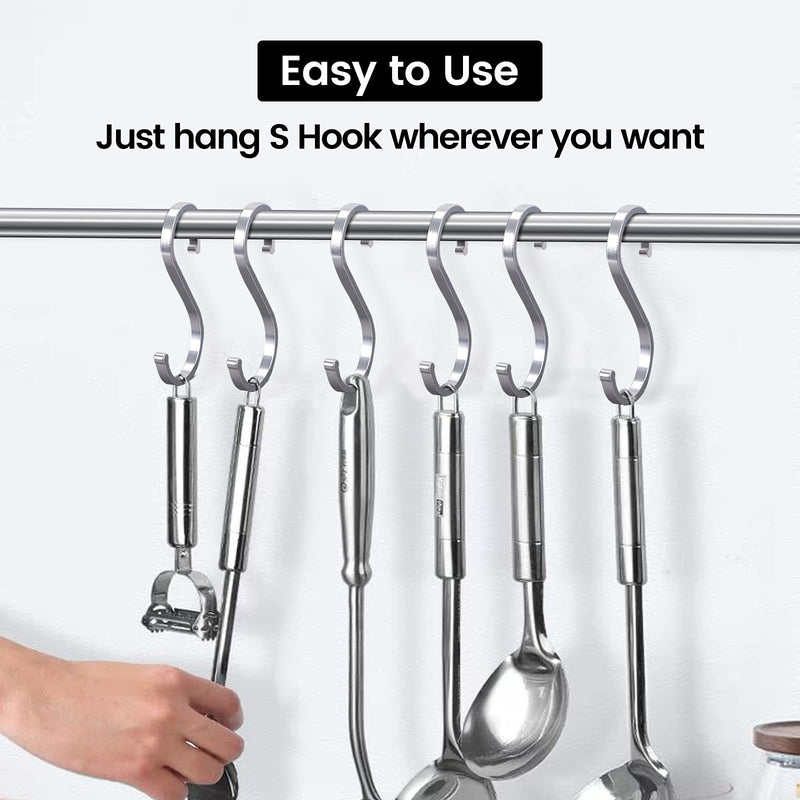 [Australia - AusPower] - ACMETOP S Hooks 12 Pack Aluminum S Shaped Hooks Heavy Duty S Hooks for Hanging Plants Coffee Cups Pots and Pans Clothes in Kitchen Bathroom Workshop Garden - Silver Bright Silver 