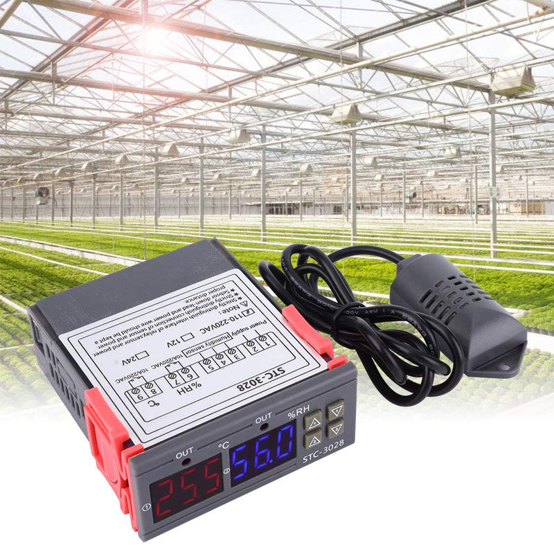 [Australia - AusPower] - Temperature Controller STC-3028 Digital Display Temperature and Humidity Controller Meter with Integrated Sensor -20 ° C~80 ° C 0%~100%(110V-220VAC) 