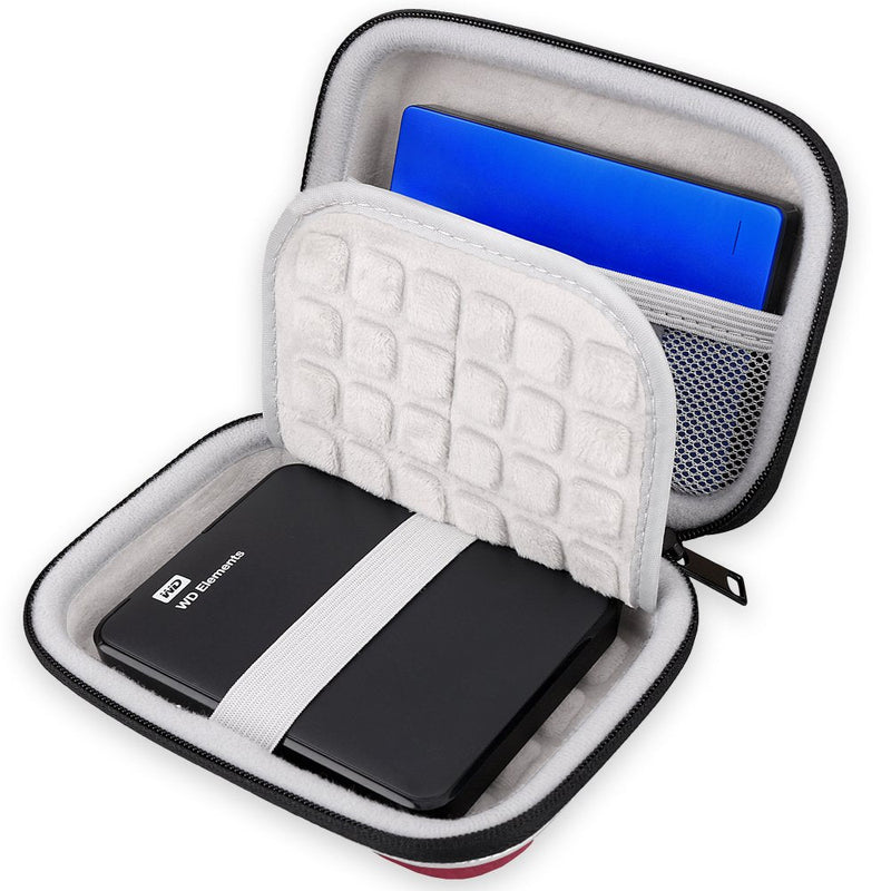 [Australia - AusPower] - Lacdo Hard Drive Carrying Case for Western Digital WD My Passport Ultra WD Elements SE WD P10 Game Drive Portable External Hard Drive 1TB 2TB 3TB 4TB 5TB USB 3.0 2.5 inch HDD Travel Storage Bag, Red 