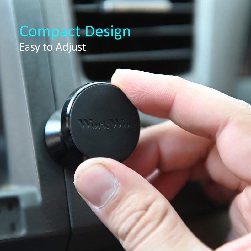 [Australia - AusPower] - Workwox Car Phone Holder, Universal Dashboard Magnetic Phone Mount for Car, 360° Rotatable Hands Free Cell Phone Car Holder for GPS, Adjustable Super Strong Magnet for Samsung, iPhone and All Phones Black 