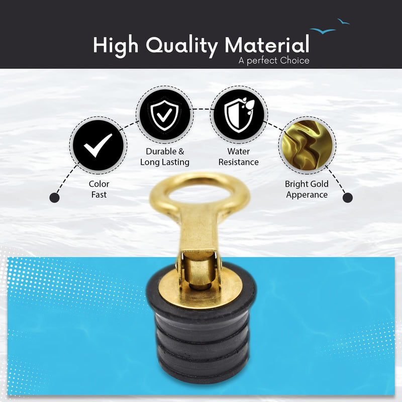 [Australia - AusPower] - MARINE CITY Brass Snap Handle 1-1/4 Inches Easy Use Strong and Sturdy Fine Finish Drain Plug with Innovative Design for Boat Yacht Kayak Marine (1-1/4-Inches Drain Plug) 