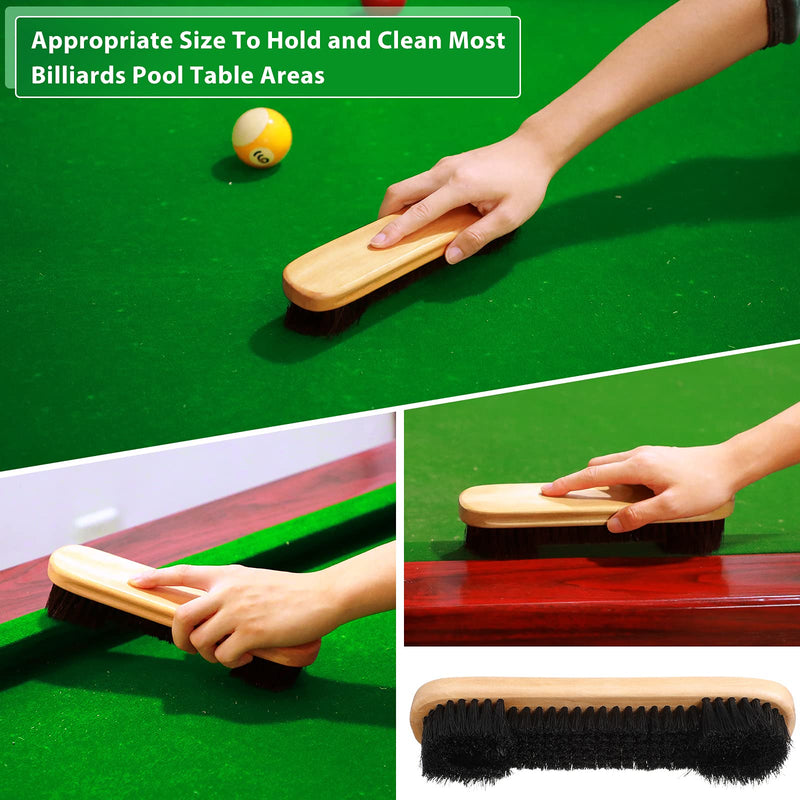 [Australia - AusPower] - Patelai 3 Set Billiards Pool Table and Rail Brush Including 12 Pieces Pool Cue Chalk Cubes Snooker Table Wooden Cleaning Brush Kit Table Billiards Accessories, 9 Inches (Beige) 
